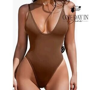 Esonlar High Cut Cheeky One Piece Swimsuit Size L